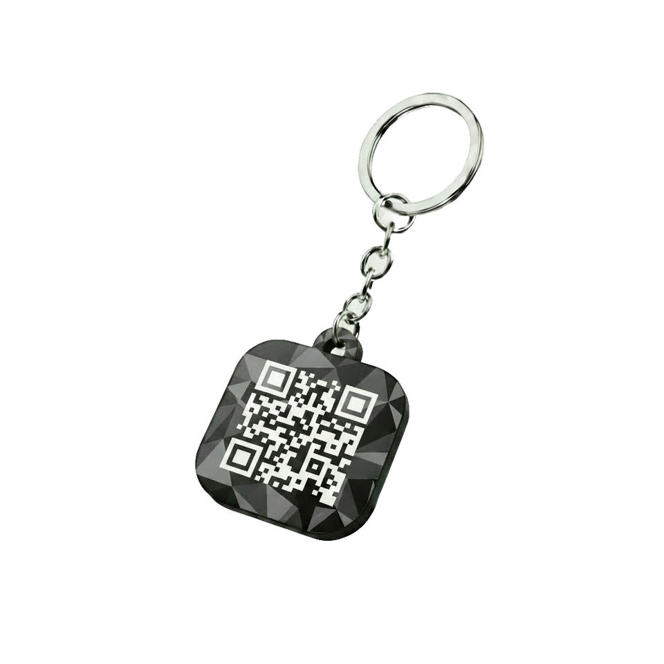 Tył breloka kwadrat, wykończenie krysztal, wariant qr